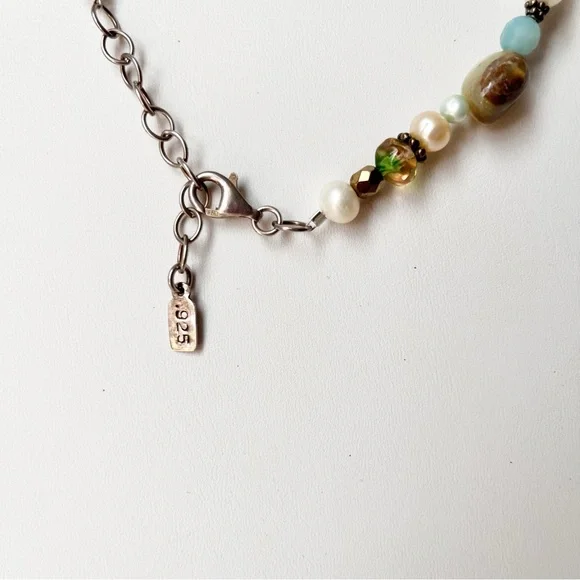 Vintage Peyote Bird 925 Sterling Silver and Multicolor Gemstone Beaded Necklace - Picture 8 of 16